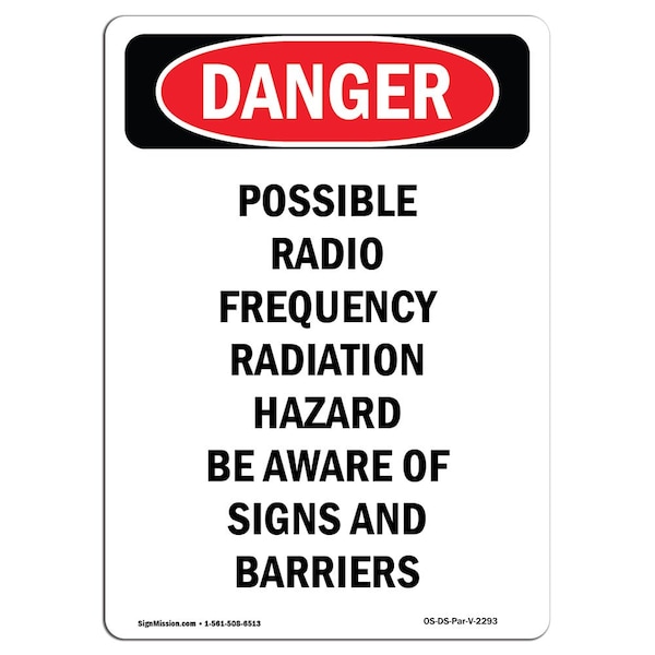 OSHA Sign, Possible Radio Frequency Radiation, 5in X 3.5in, 10PK, 3.5" W, 5" H, Portrait, PK10
